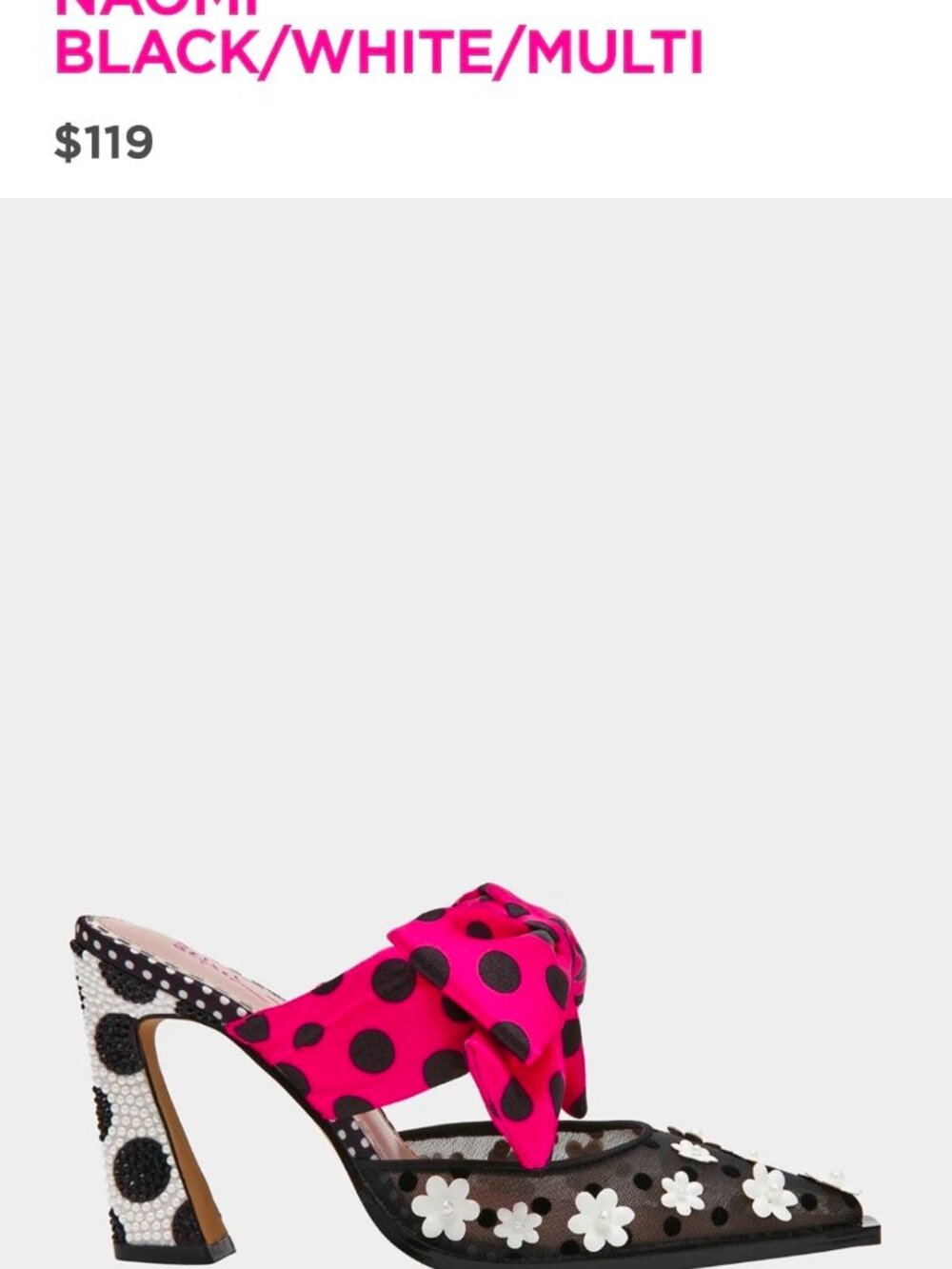Size 10 Betsey Johnson Naomi Black White Multi Heels NIB
